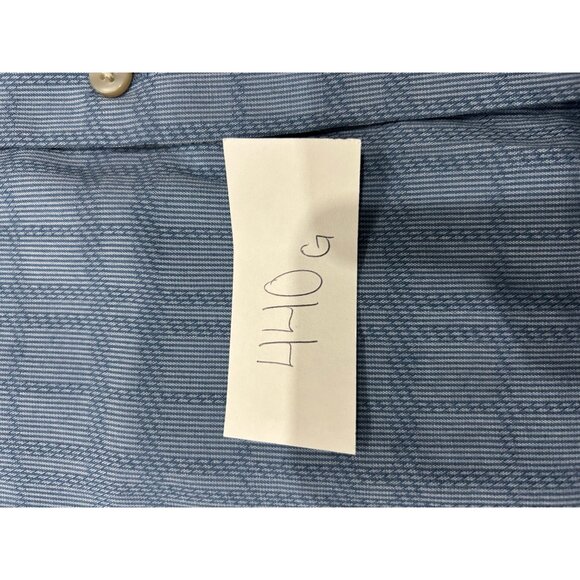 Van Heusen Plaid Short Sleeve Button Up Shirt Blue Sz XL 17-17.5 Workwear - Picture 8 of 9